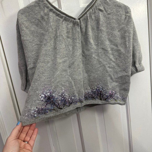 Anthropologie Gray Cardigan with Deer Design - Picture 3 of 4